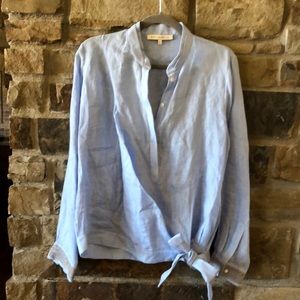Rani Arabella long sleeve beaded linen wrap blouse